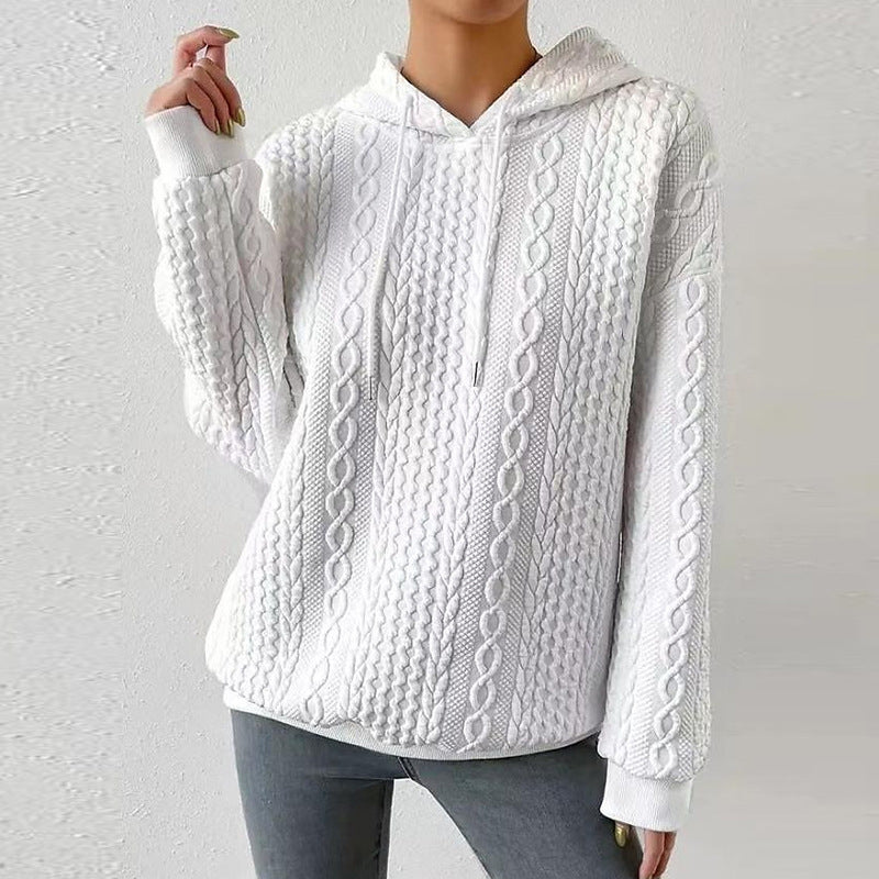 Autumn Casual Style Jacquard Hooded Long Sweaters