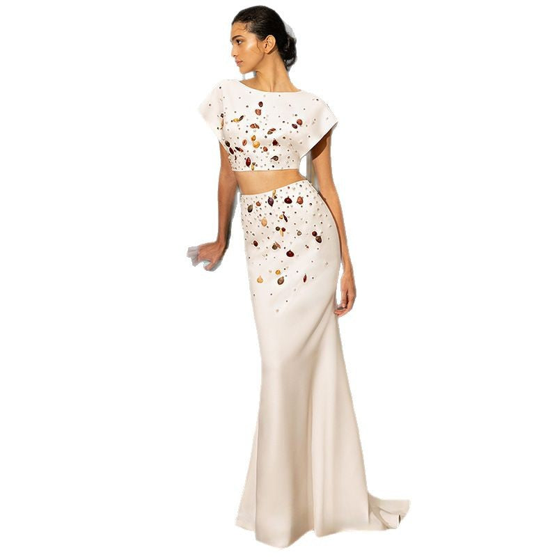Fashion Shell Beads Rhinestones Fishtail Mid-length Suits