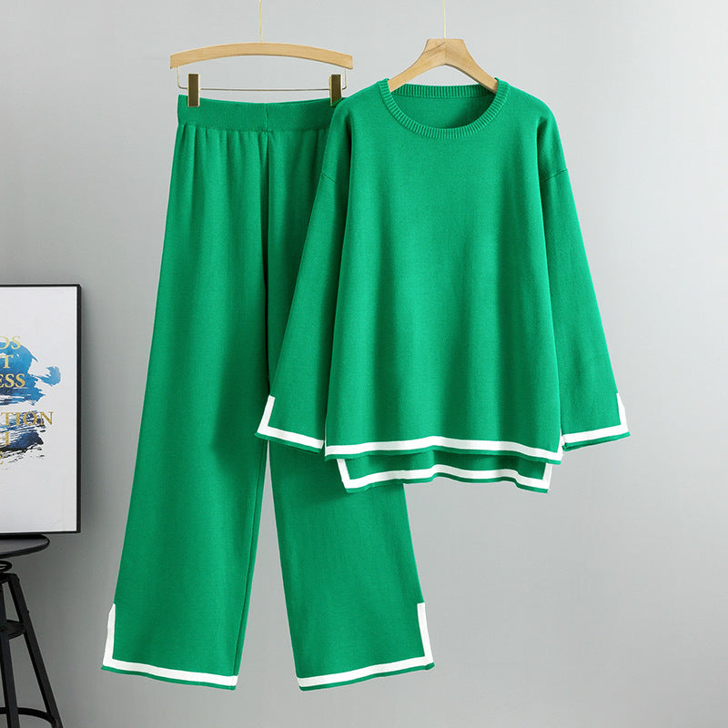 Women's Knitting Long Sleeve Split Two-piece Suits