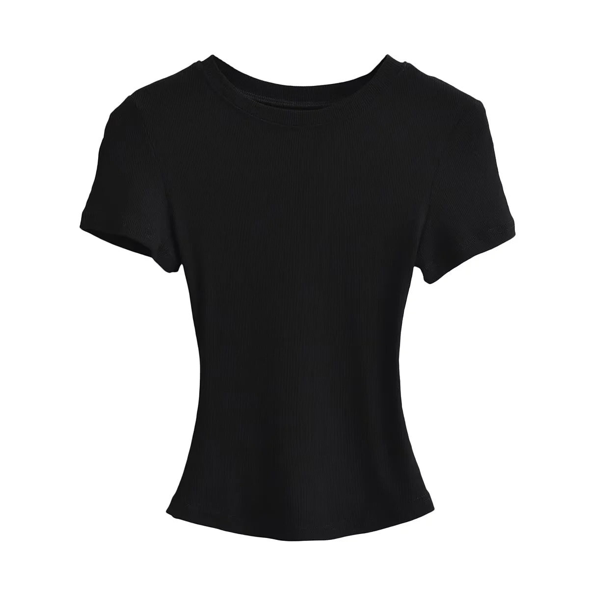 Women's Stretch Round Neck Thread T-shirt Summer High Waist Tight Blouses