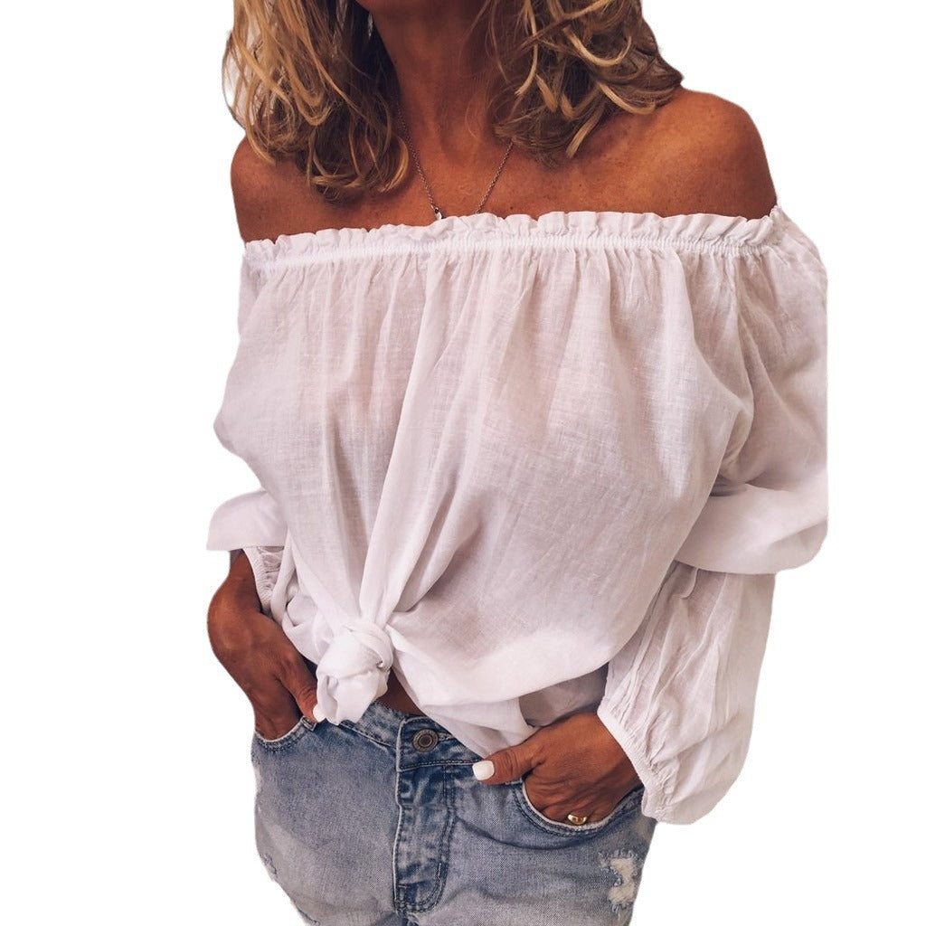 Women's Elastic Pleated Cotton Linen Solid Color Blouses