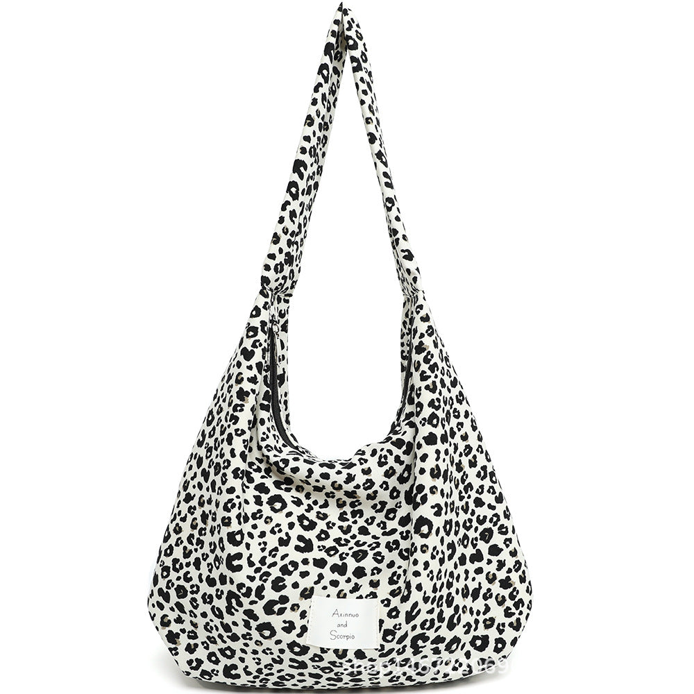 Women's Spring Leopard Print Canvas Design Large Crossbody Bags