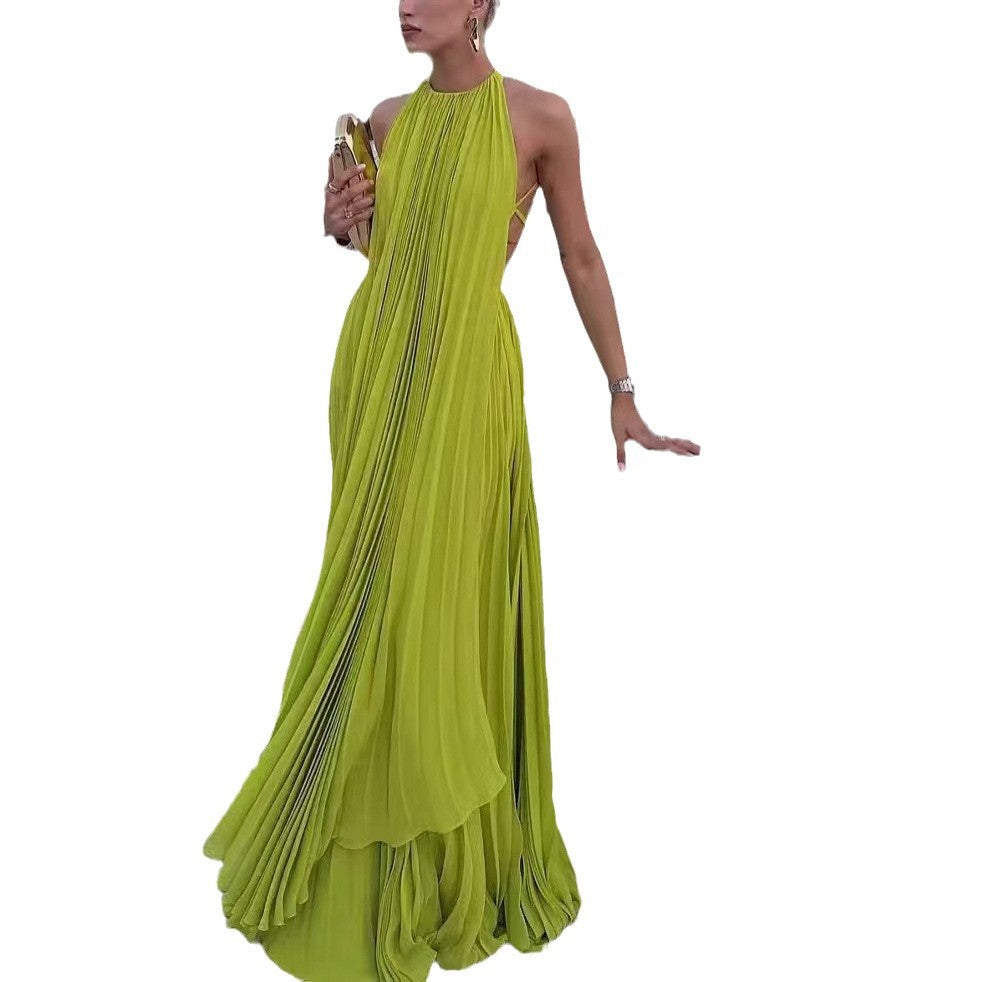 Women's Neck Sleeveless Sexy Backless Beach Maxi Dresses