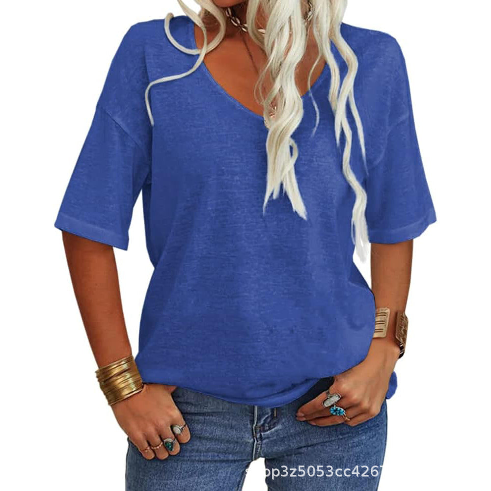 Women's Half Sleeve Loose Shirt Casual Solid Tops