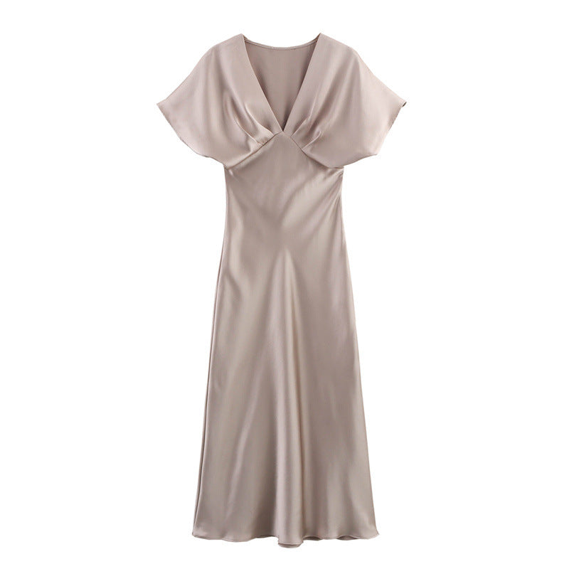 Women's Fashion Temperament Leisure Silk Satin Texture Dresses