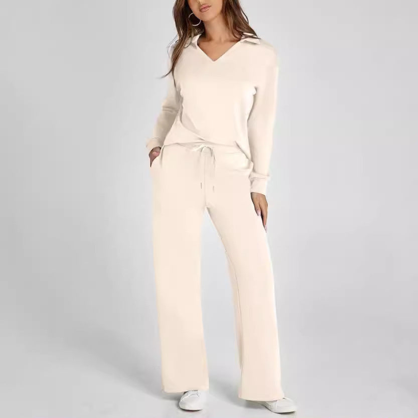 With Drawstring Design Elastic Waist Flared Suits