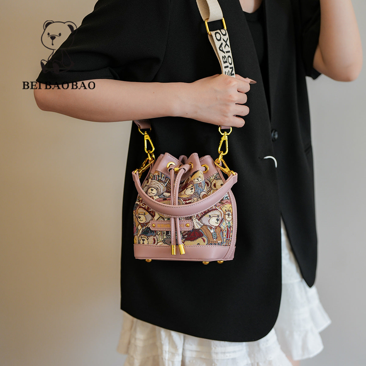 Women's Source Niche Design Fashionable Drawstring Crossbody Bags