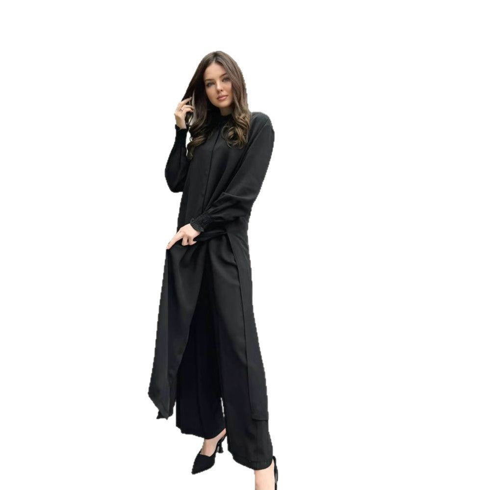 Women's Long Sleeve Split Stand Collar Shirt Suits