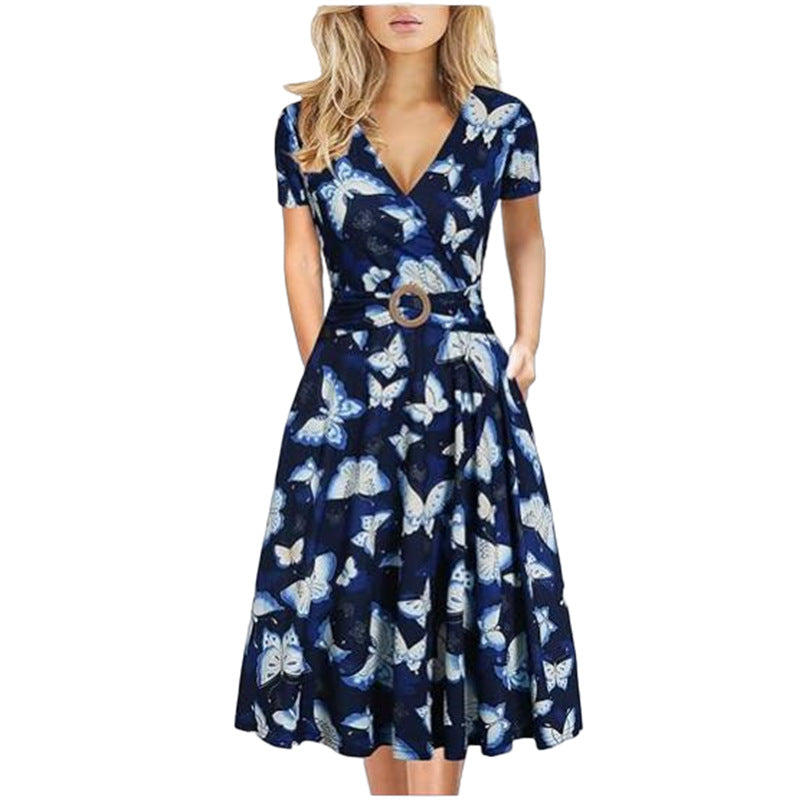 Women's Midi Dress Printed Expansion Beach Dresses