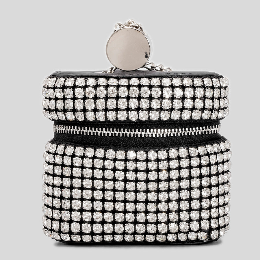 Women's Personalized Shiny Rhinestone Compact Mini Earphone Crossbody Bags