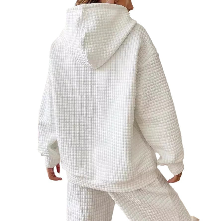 Women's Waffle Round Neck Long-sleeved Solid Color Sweaters