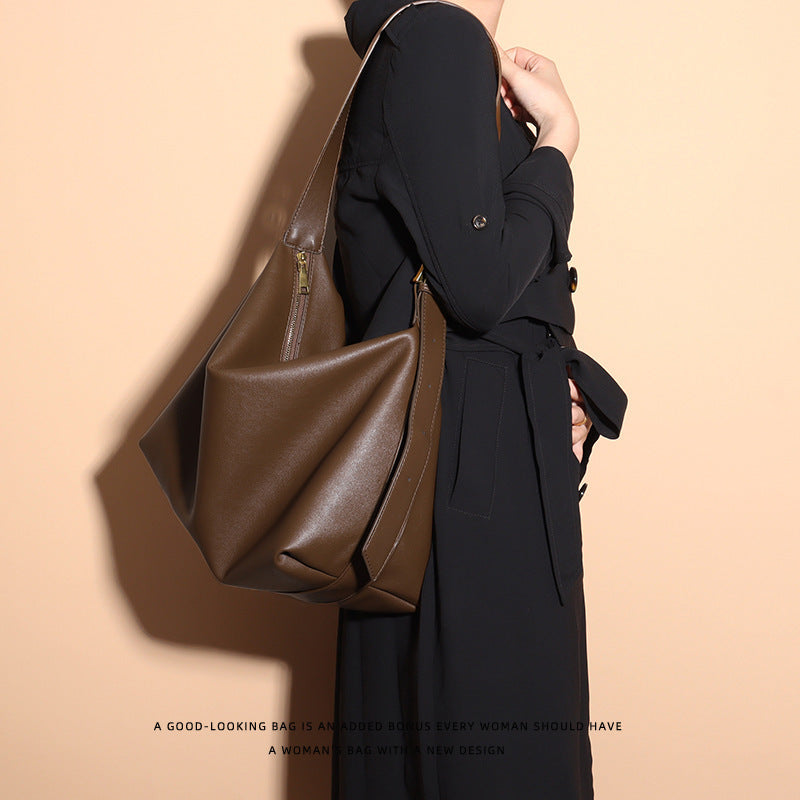 Women's Soft Leather Niche Cowhide Large Capacity Shoulder Bags