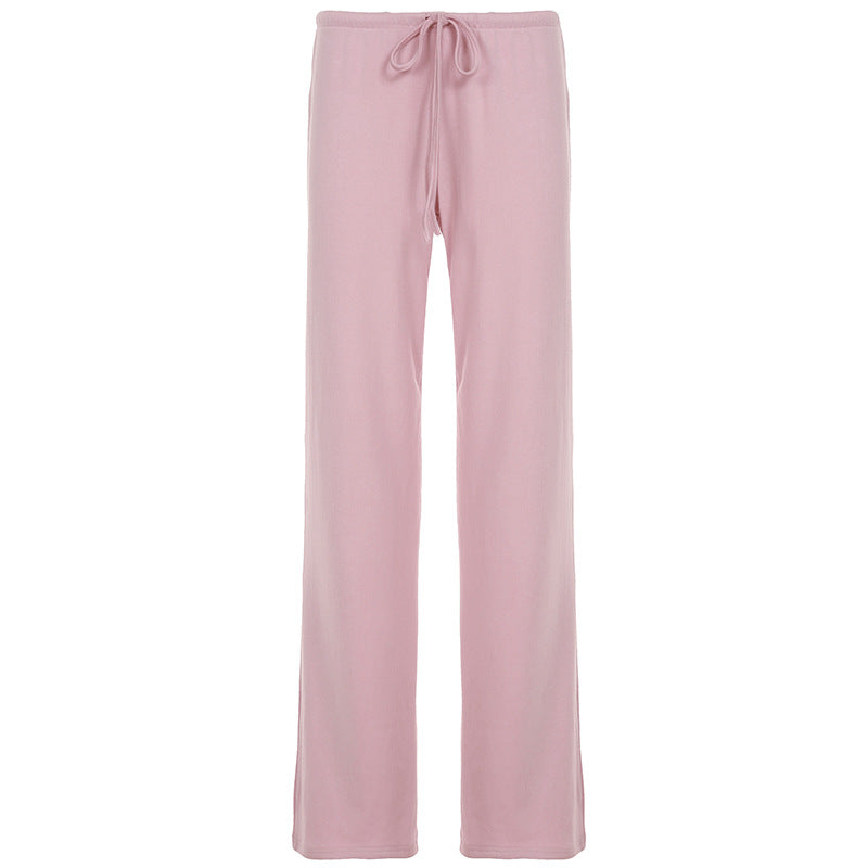 Basic Long Sleeve High Waist Drawstring Suits
