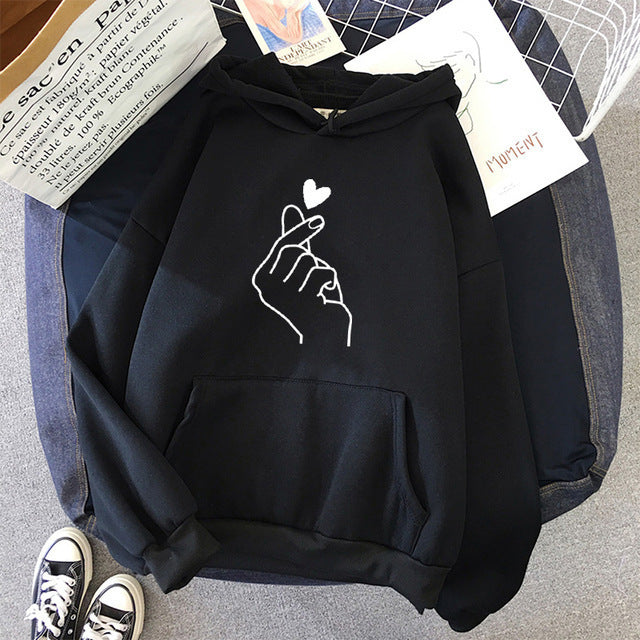Pretty Fleece-lined Hoodie Unisex Wear Loose Sweaters