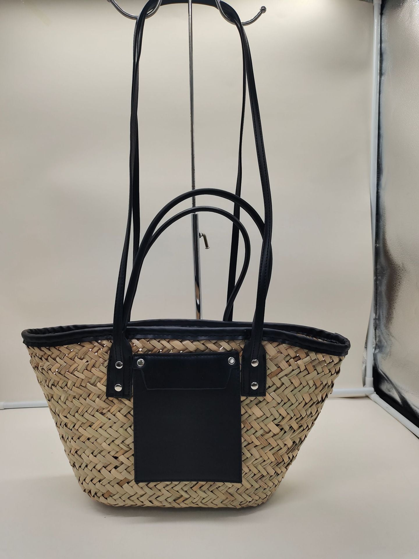 Women's Straw Open Large Woven Oblique Basket Shoulder Bags