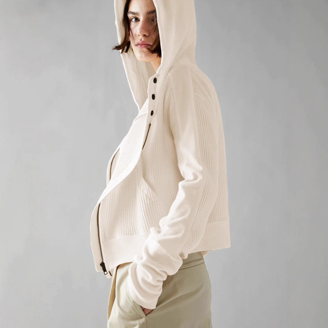 Women's Patchwork Long-sleeved Casual Zipper Trendy Hoodie Sweaters