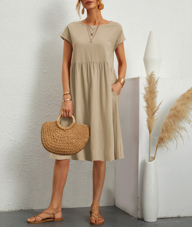 Women's Summer Elegant Dress Cotton Linen A- Dresses