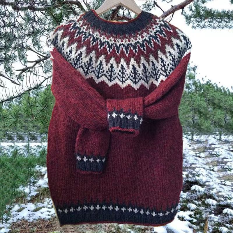 Women's Round Neck Multicolor Loose Fashion Pullover Sweaters