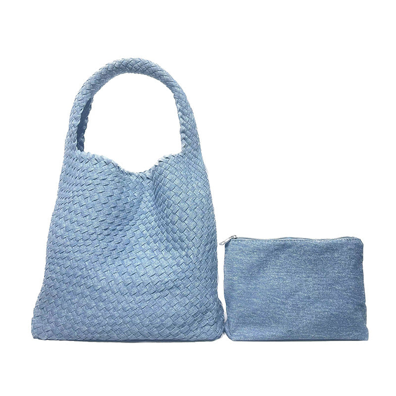 Women's Wind Snowflake Denim Woven Large Capacity Shoulder Bags
