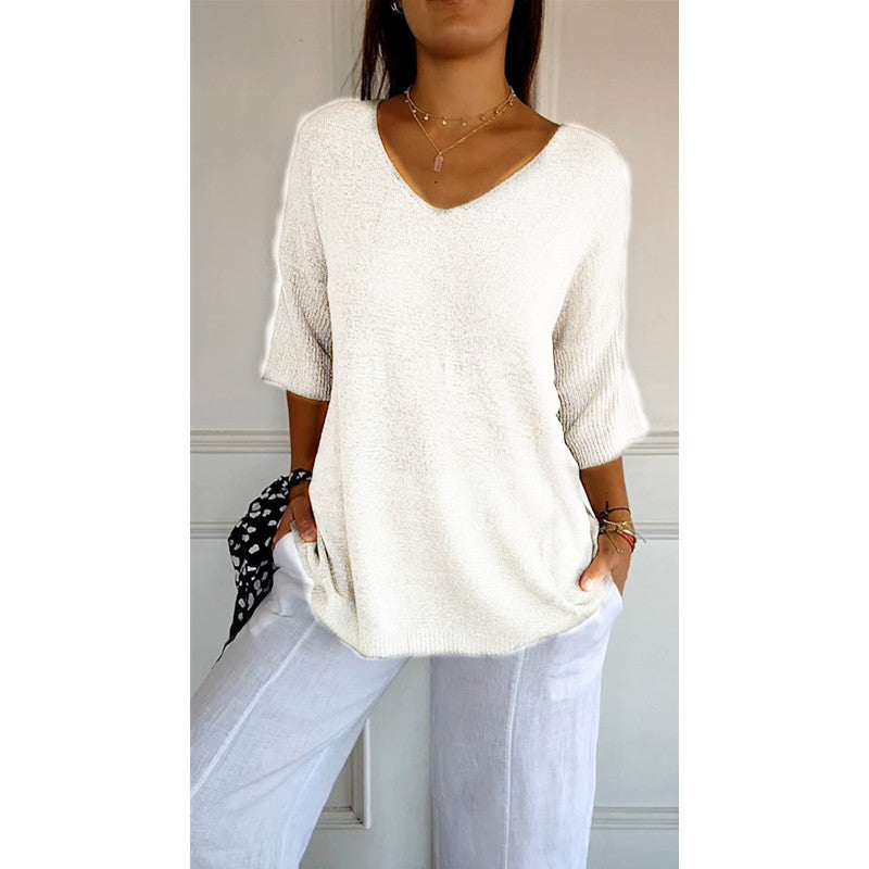 Women's Basic Style Slimming Sleeve Solid Color Sweaters