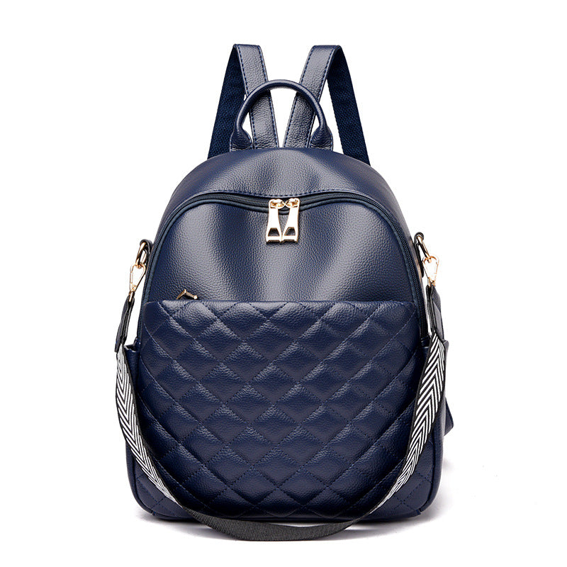 Rhombus Soft Leather Simple Large Capacity Backpacks