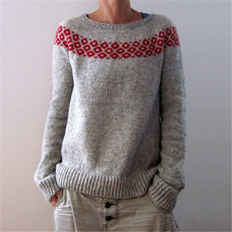 Women's Round Neck Multicolor Loose Fashion Pullover Sweaters