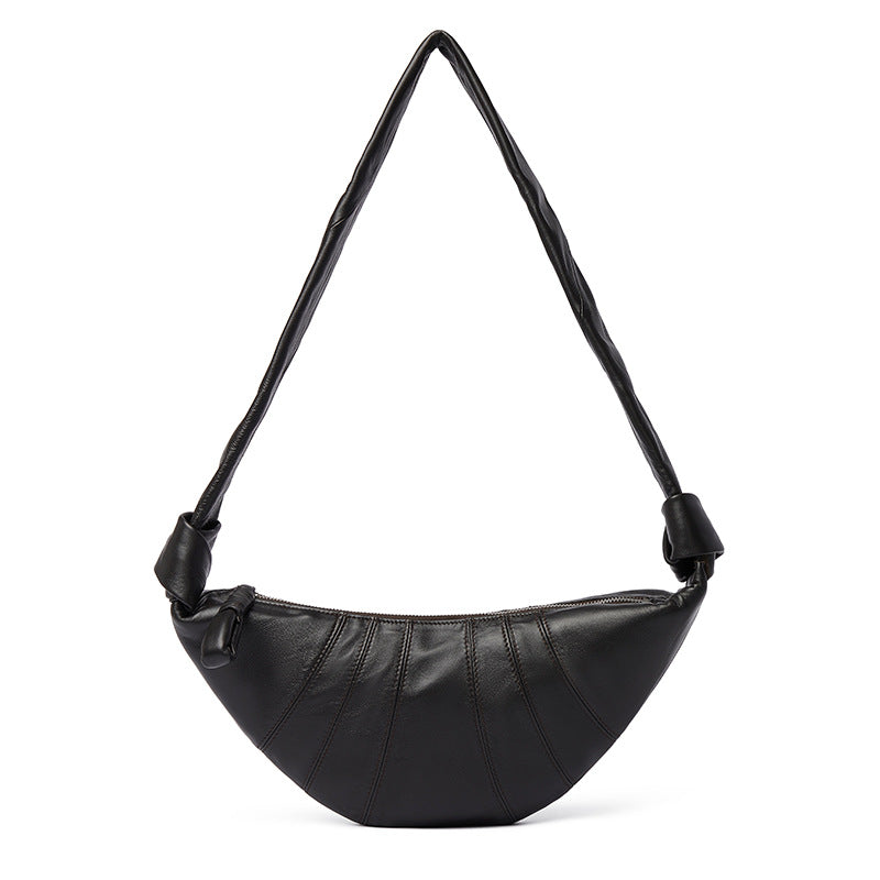 Women's Spring Niche Sheepskin Croissant Genuine Leather Underarm Shoulder Bags