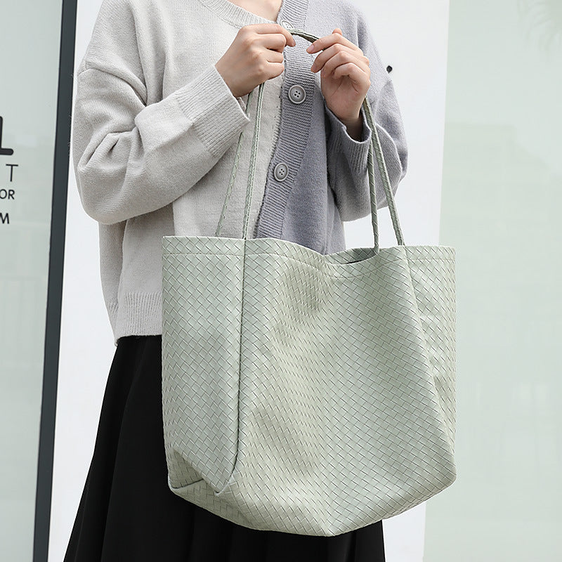 Women's Style Large Capacity Totes Simple Soft Leather Shoulder Bags