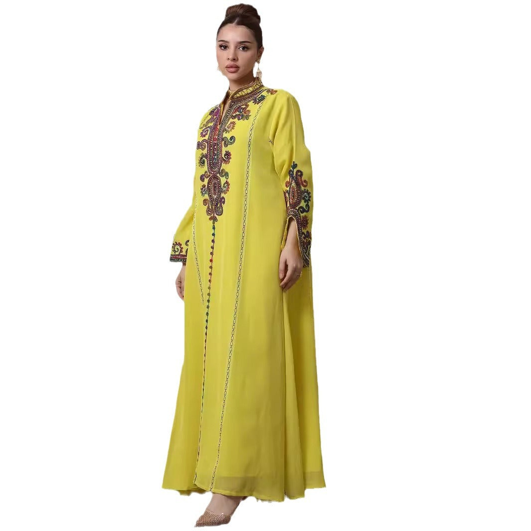 Women's Muslim Robe Rope Embroidery Craft Leisure Clothing