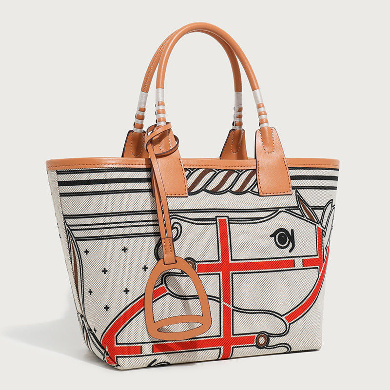 Women's Printed Fashion Canvas Textured Female Handmade Handbags