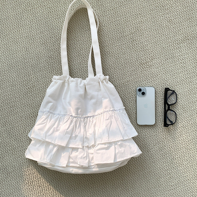 Women's Ruffled Canvas Large Capacity Underarm High-grade Shoulder Bags
