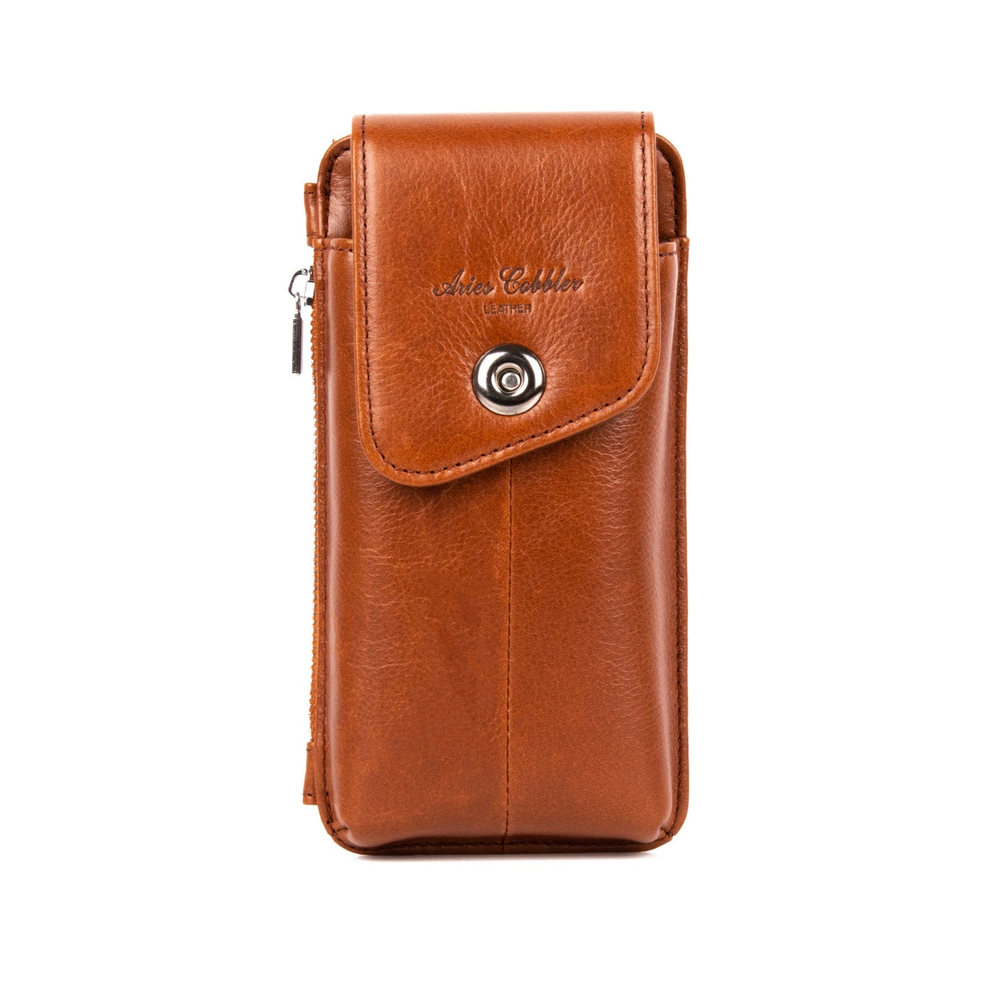 Men's Leather Zipper Hidden Mobile Hanging Genuine Phone Bags