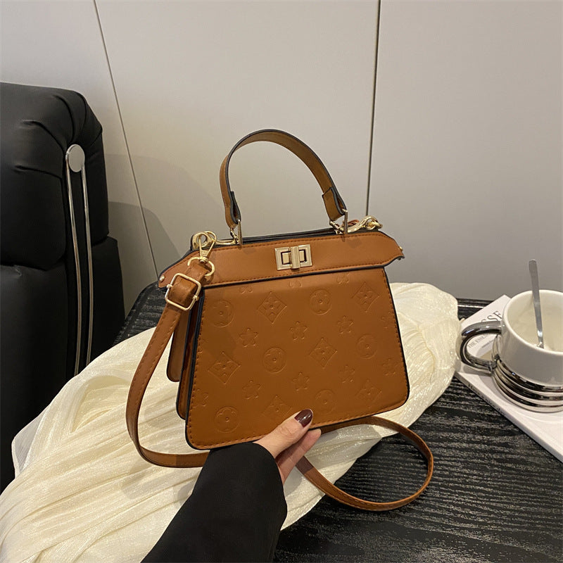 Women's Stylish Good Texture Solid Color Embossed Compartment Large Capacity Leisure Bags
