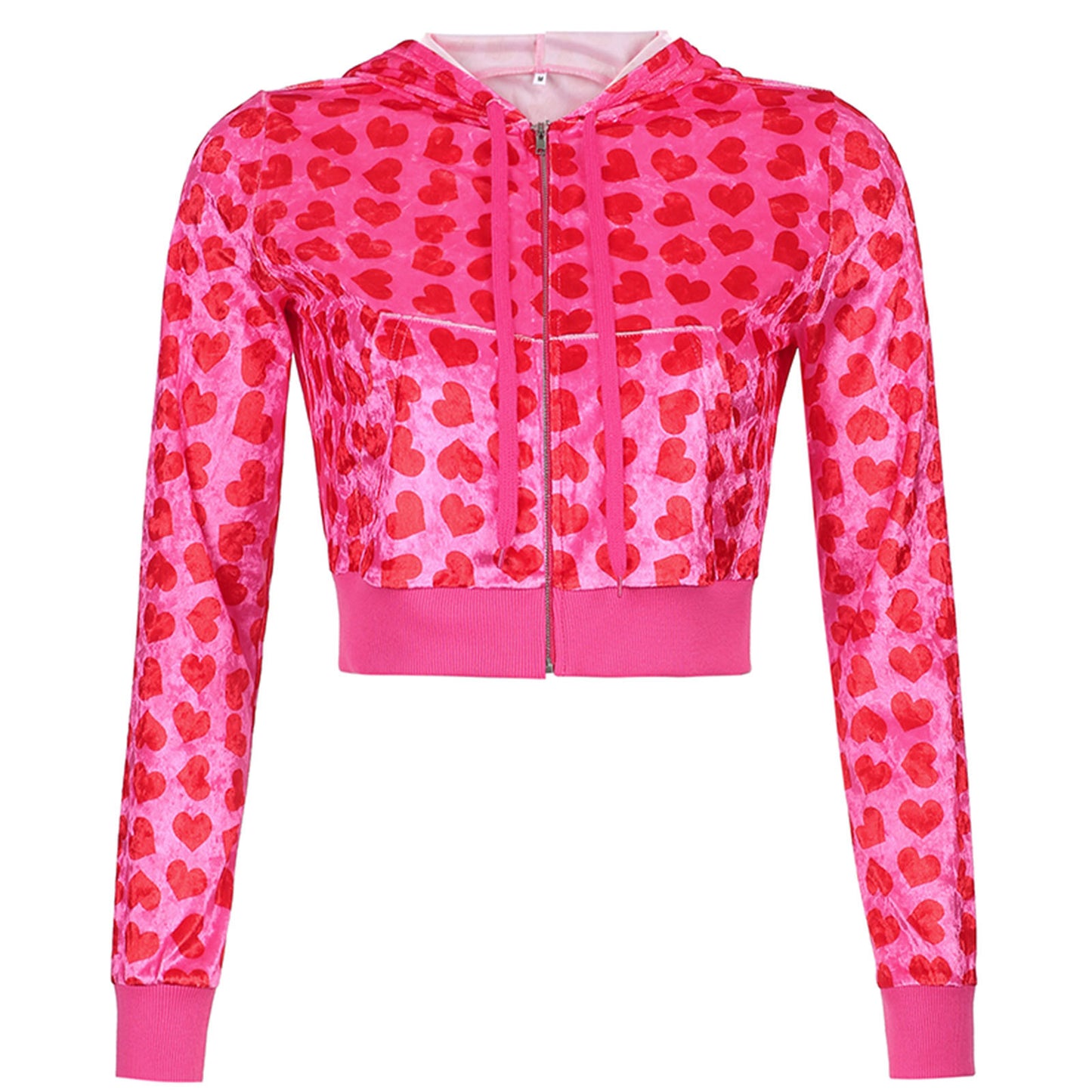 Women's Zipper Veet Love Printed Hoodie Fashion Suits