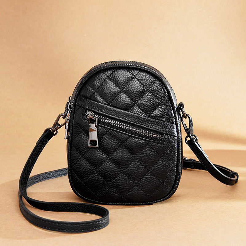 Women's Leather Packet Rhombus Mobile Ornaments Vertical Crossbody Bags