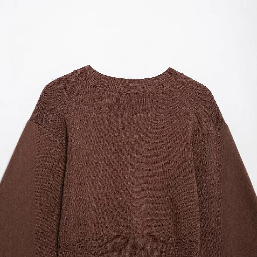 Women's Simple Elegant Metal Button Decoration Knitted Knitwear