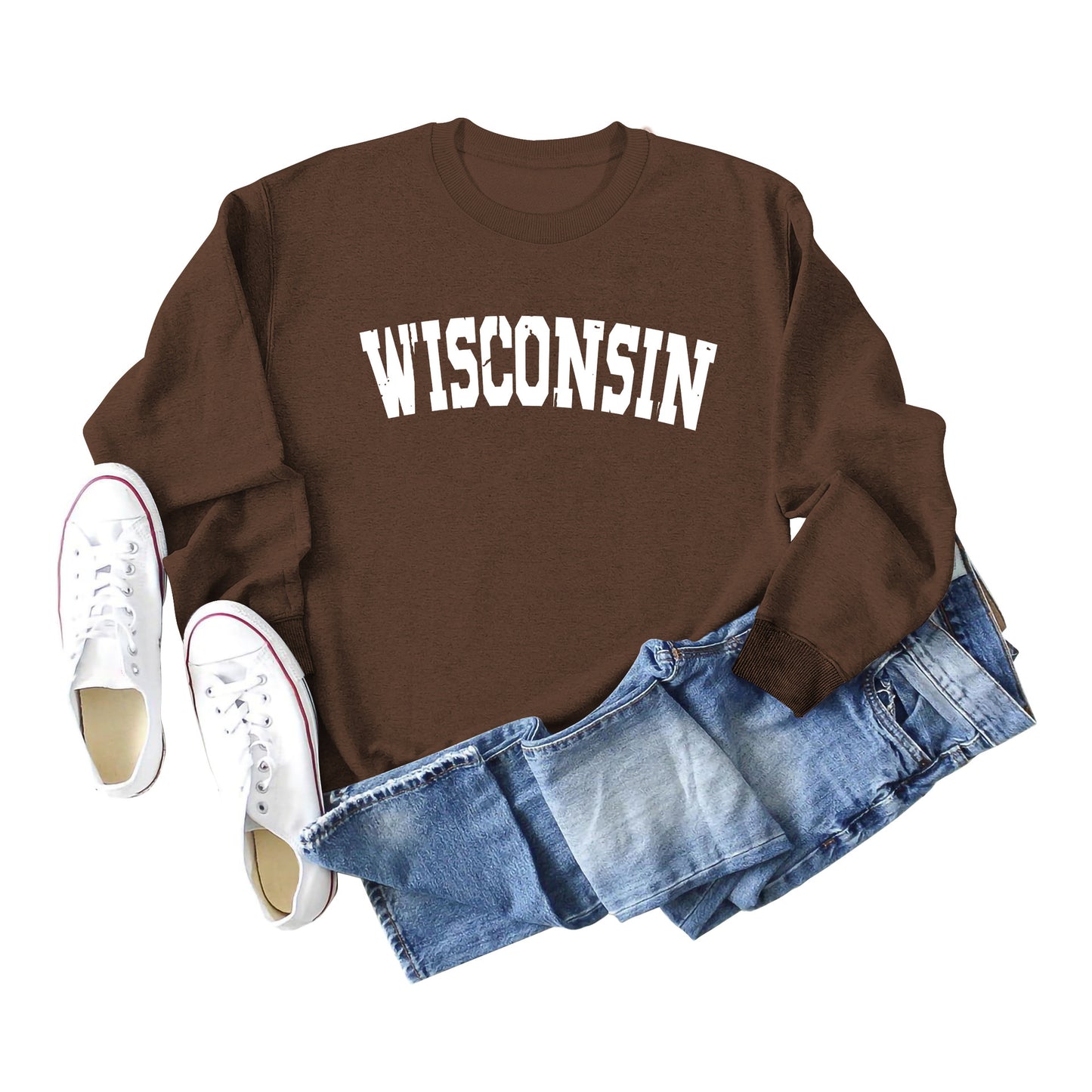 Women's Shirt Letter Print Casual Loose Round Sweaters