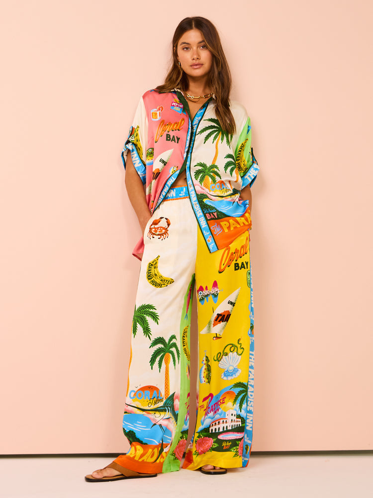Personalized Printed Sleeve Color Matching Vacation Suits