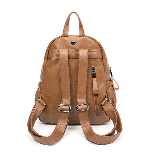 Women's Leather Korean Fashionable Fashion Large Capacity Backpacks