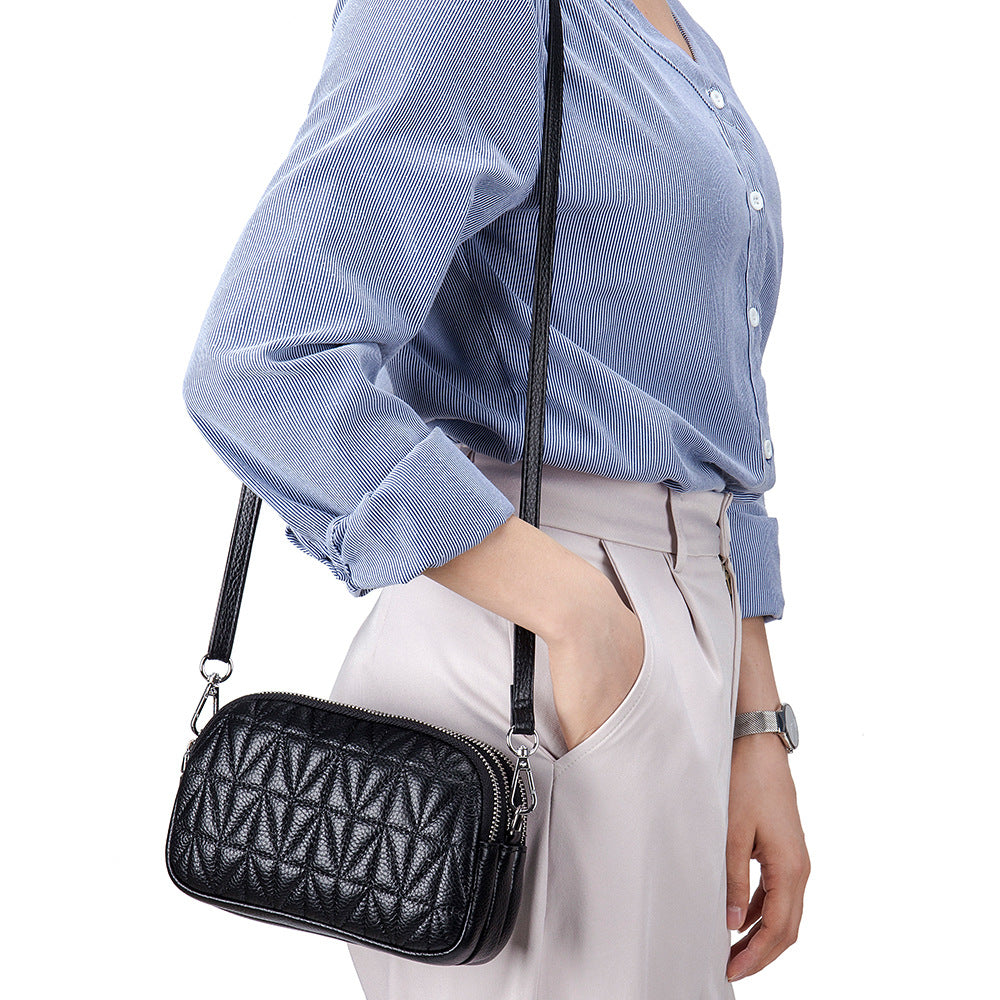Women's Soft Leather Fashion Genuine Leisure Embroidery Crossbody Bags