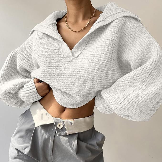 Women's Casual Stylish Knitted Lapel Pullover Sweaters