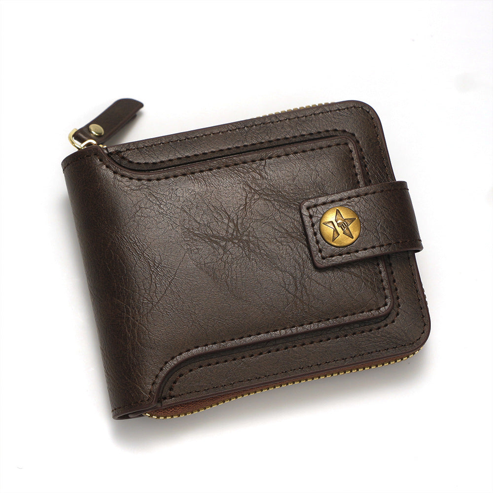 Men's High-grade Retro Zipper Large Capacity Multiple Buckle