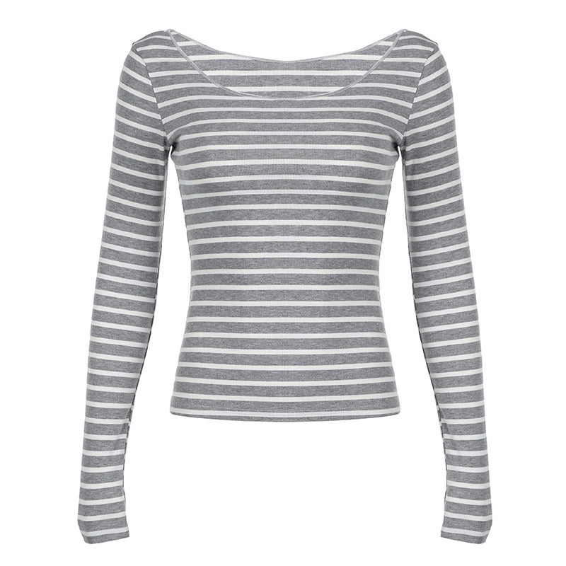 Striped Lightweight Long Sleeve Hot Sexy Blouses