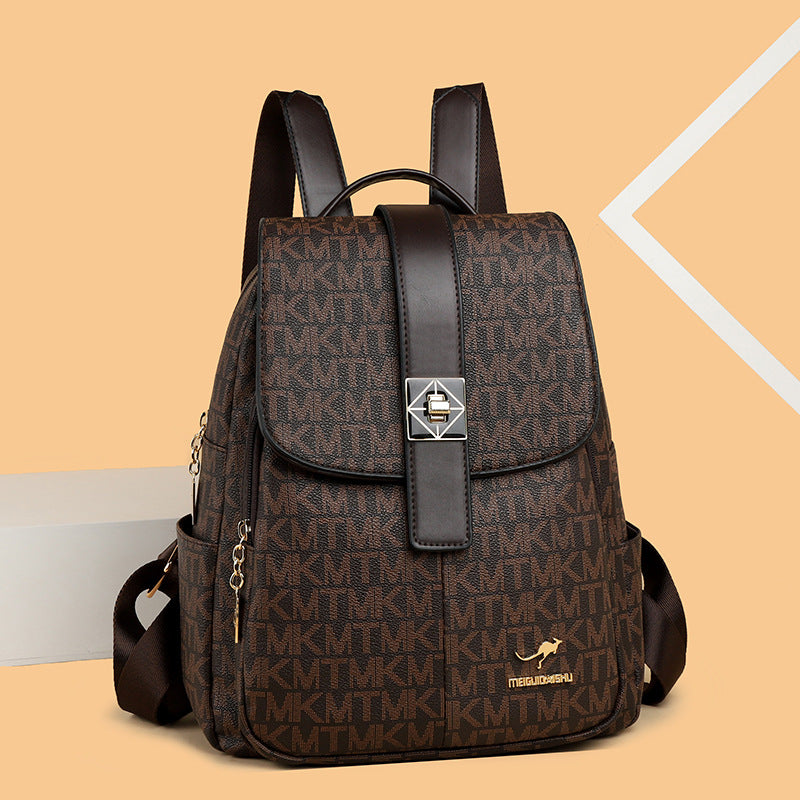 Women's Large Capacity Soft Leather Trendy Backpacks