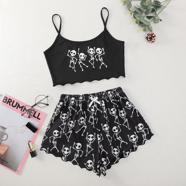 Classic Printed Strap Tube Home Wear Suits