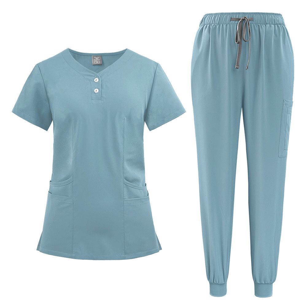 Elastic Button Casual Doctor Nurse Hospital Work Clothes Uniform