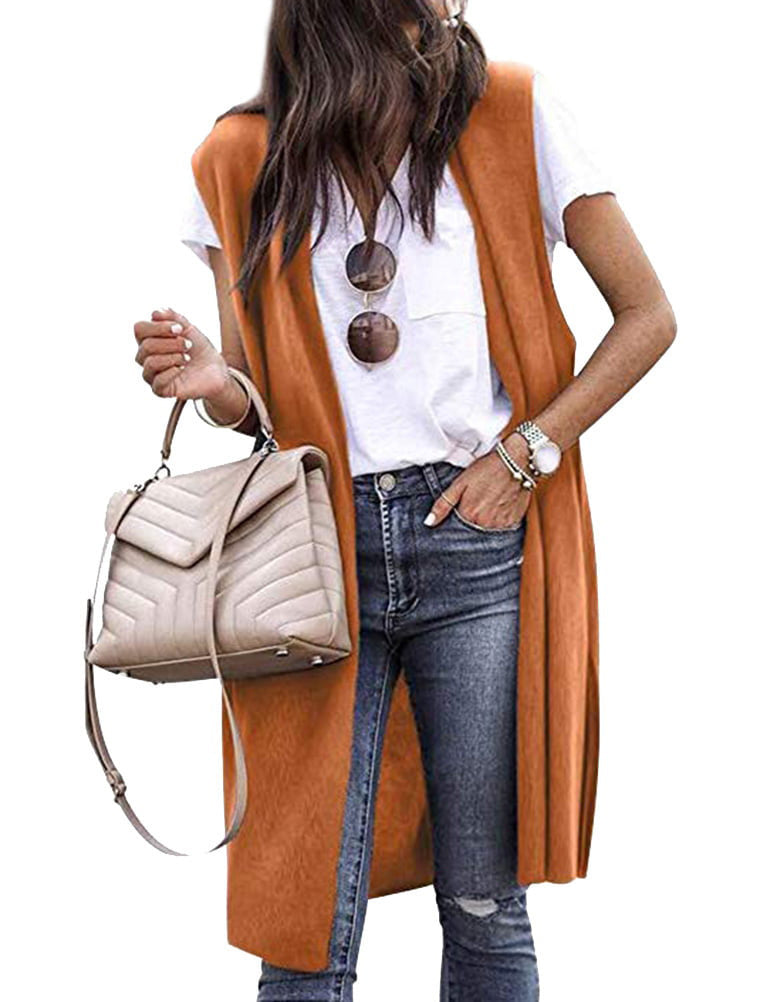 Slouchy Solid Color Fashion Casual Mid-length Vests