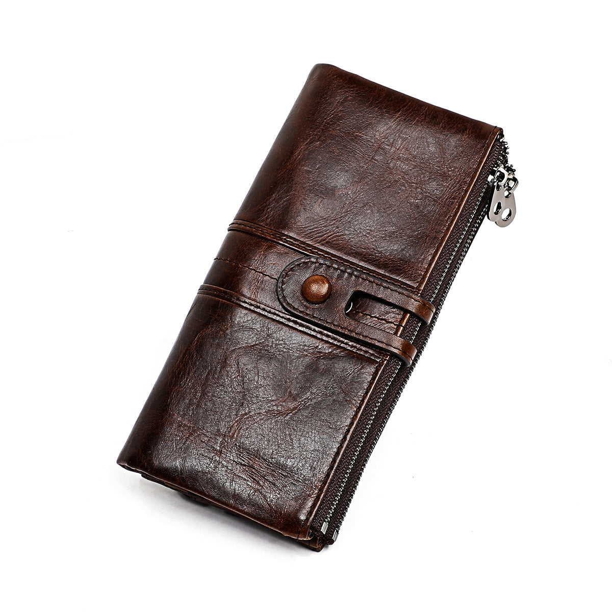 Women's Solid Color High-grade Cowhide Long Billfold Ladies Wallets