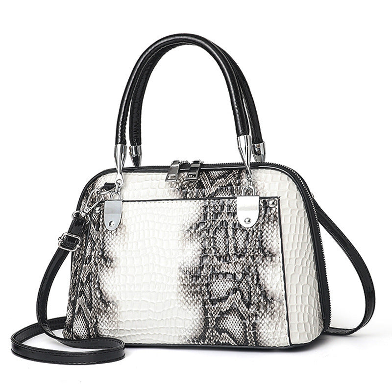 Women's Snakeskin Pattern Portable Large Capacity Elegant Handbags