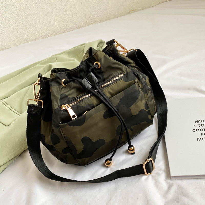 Women's Summer Fashion Oxford Cloth Drawstring Camouflage Crossbody Bags